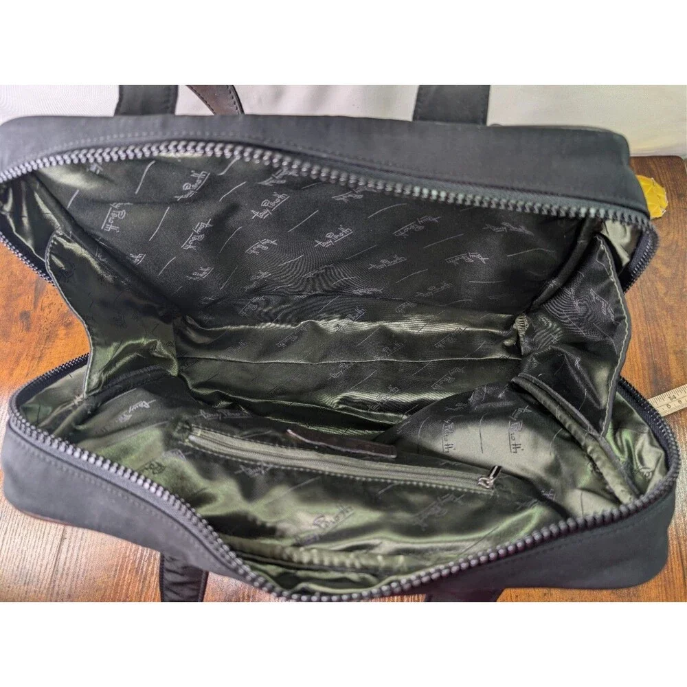 Tony Perotti Lost & Found Leather & Nylon Laptop Bag Tote Briefcase Brown Black